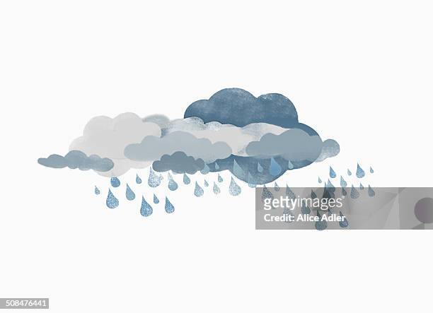 ilustraciones, imágenes clip art, dibujos animados e iconos de stock de storm clouds and rain against white background - adler