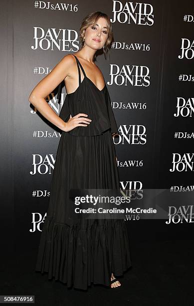 Carmen Hamilton arrives ahead of the David Jones Autumn/Winter 2016 Fashion Launch at David Jones Elizabeth Street Store on February 3, 2016 in...