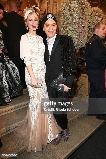Silvia Schneider, girlfriend of Andreas Gabalier, and Julian F.M. Stoeckel during the Opera Ball Vienna 2016 at Vienna State Opera on February 4,...