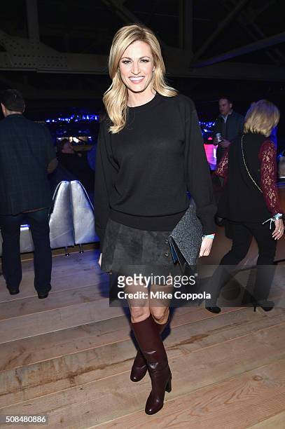 Personality Erin Andrews attends the DirecTV and Pepsi Super Thursday Night featuring Dave Matthews Band at Pier 70 on February 4, 2016 in San...