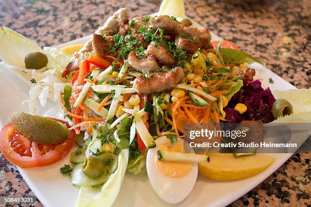 salad with turkey - hen turkey stock pictures, royalty-free photos & images