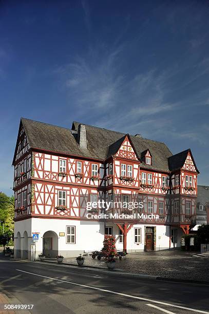 historic city hall adelsheimer hof, nassau, rhineland-palatinate, germany - michael mucha ストックフォトと画像