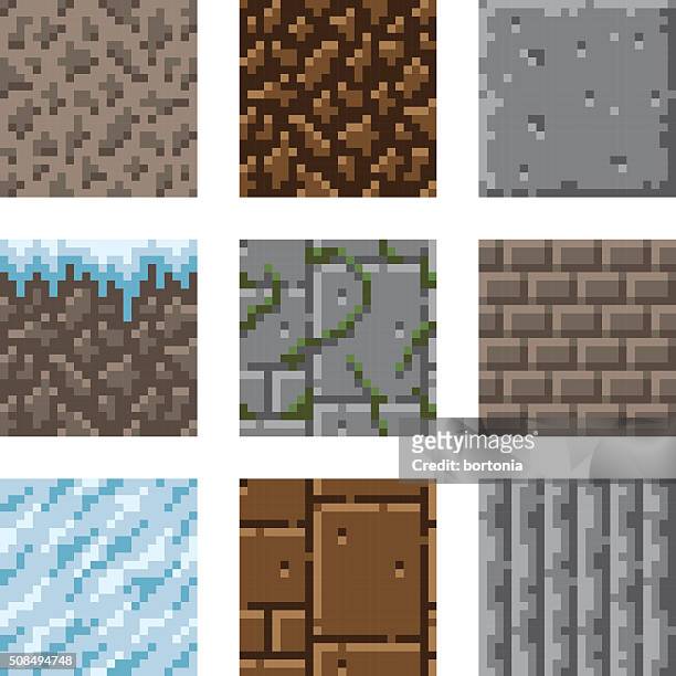 pixel art seamless gaming terrain tiles - icicle stock illustrations