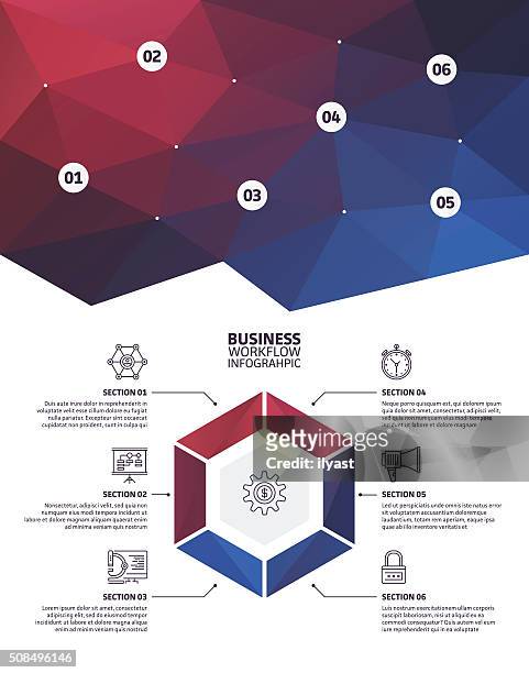 infographic elements abstract background - 6 steps stock illustrations