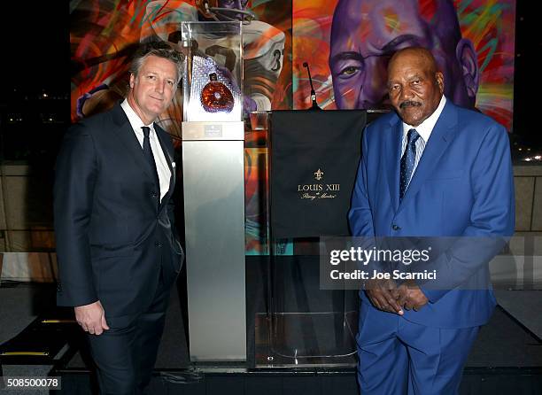 Vice President Louis XIII Americas, Yves De Launay and former Cleveland Browns running back and NFL Hall of Famer Jim Brown attends Haute Living And...