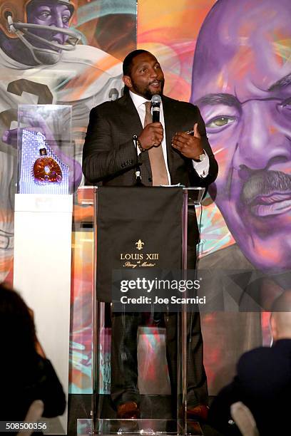 Personality Ray Lewis attends Haute Living And Louis XIII Celebrate Jim Brown's 80th Birthday on February 4, 2016 in San Francisco, California.