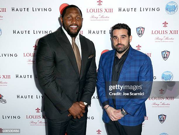 Personality Ray Lewis and Seth Semilof attend Haute Living And Louis XIII Celebrate Jim Brown's 80th Birthday on February 4, 2016 in San Francisco,...