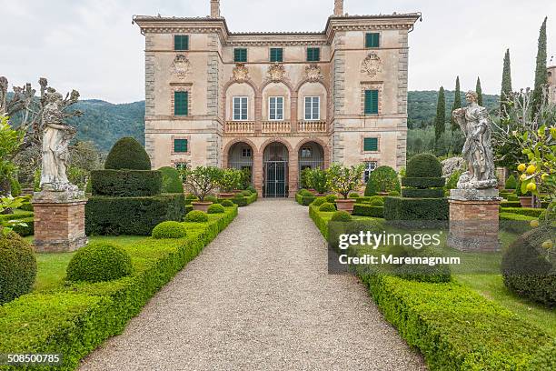 the garden of villa cetinale - tuscan villa stock pictures, royalty-free photos & images