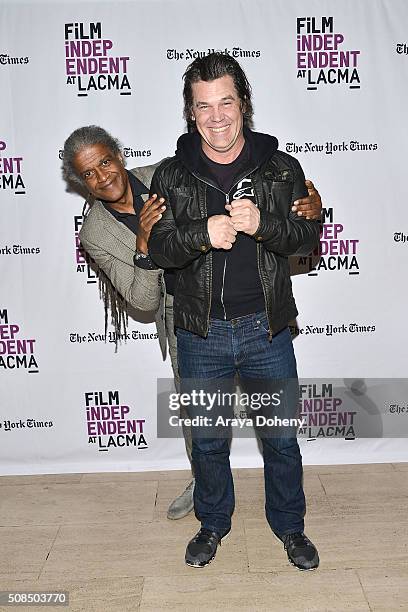 Elvis Mitchell and Josh Brolin attend the Film Independent at LACMA special screening and Q&A of "Hail Ceasar!" at Bing Theatre At LACMA on February...