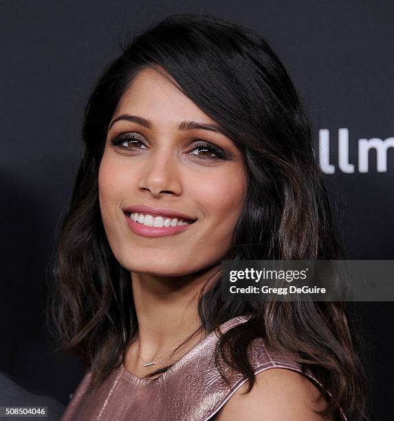 Actress Freida Pinto arrives at the premiere of Substance Over Hype's "Two Bellmen Two" at JW Marriott Los Angeles at L.A. LIVE on February 4, 2016...