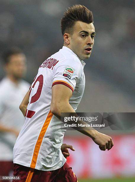 Stephan El Shaarawy of AS Roma looks on during the Serie A match between US Sassuolo Calcio and AS Roma at Mapei Stadium - Città del Tricolore on...