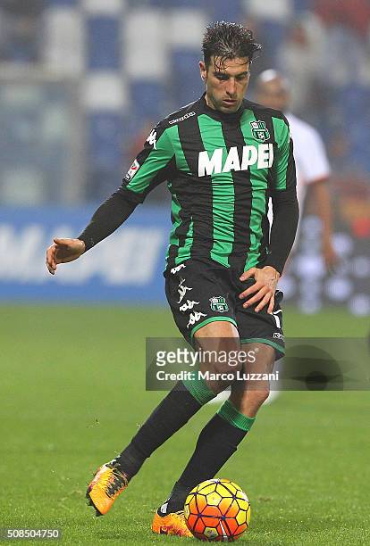 Federico Peluso of US Sassuolo Calcio in action during the Serie A match between US Sassuolo Calcio and AS Roma at Mapei Stadium - Città del...