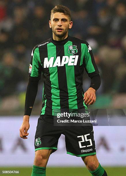 Domenico Berardi of US Sassuolo Calcio looks on during the Serie A match between US Sassuolo Calcio and AS Roma at Mapei Stadium - Città del...