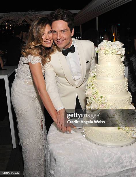 Daisy Fuentes and Richard Marx attend a Martin Katz designed event celebrating their wedding in the hotel's "Penthouse Inspired by Vivienne WestwoodÓ...