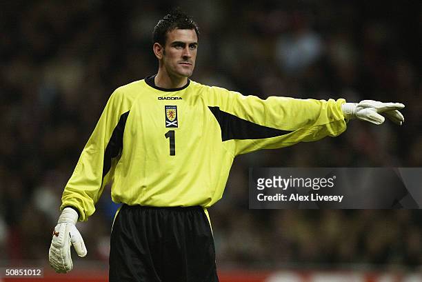 Paul Gallagher of Scotland signalling during the Friendly International match between Denmark and Scotland at The Parken Stadium on April 28, 2004 in...