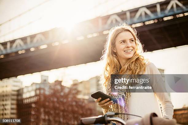 new york city is fascinating - scandinavian woman blond stock pictures, royalty-free photos & images