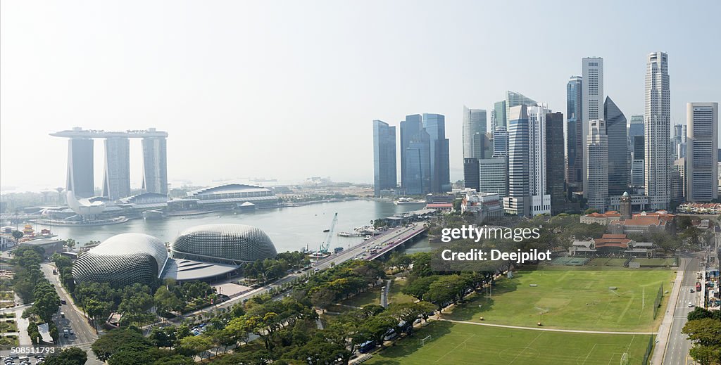 Aerial View of the Singapore City Skyline