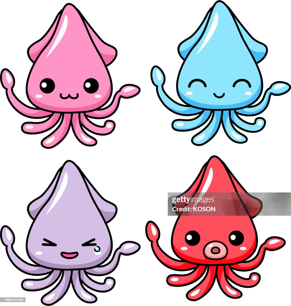 Squid Octopus Cute Cartoon High-Res Vector Graphic - Getty Images