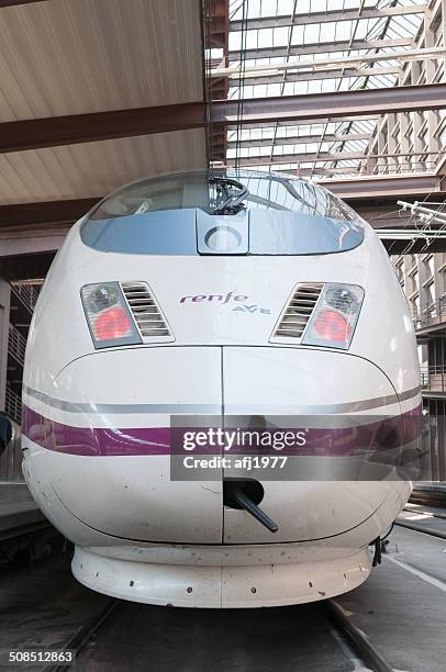 high speed train ave atocha station madrid spain - alta velocidad espanola stock pictures, royalty-free photos & images