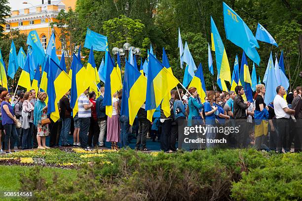 anniversary of the tatars deportation from the crimea. - peace demonstration stock pictures, royalty-free photos & images