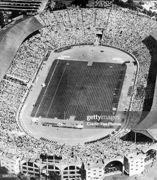 The Empire Stadium in Wembley, during the opening ceremony of the 1948 Olympic Games.