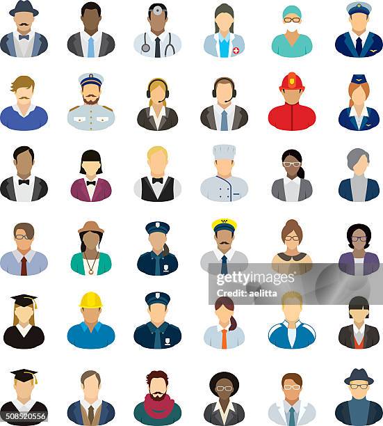 people icon set - different professions. - television host stock illustrations