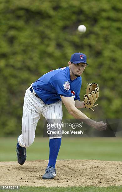 Pitcher Matt Clement of the Chicago Cubs delivers against the Arizona Diamondacks during the game at Wrigley Field on May 6, 2004 in Chicago,...