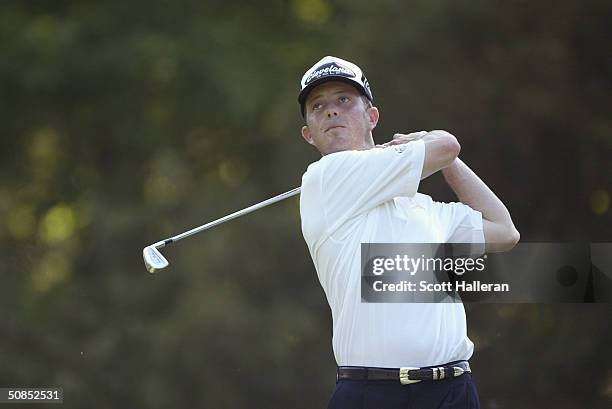 Jonathan Kaye hits a shot during the second round of the Wachovia Championship at the Quail Hollow Club on May 7, 2004 in Charlotte, North Carolina.