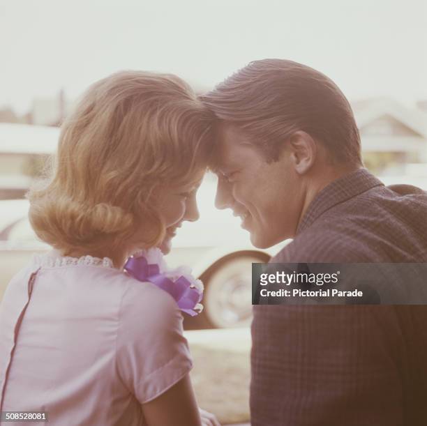 American actress and singer Shelley Fabares with American actor Chad Everett circa 1969. The two starred in the television series 'Medical Center',...