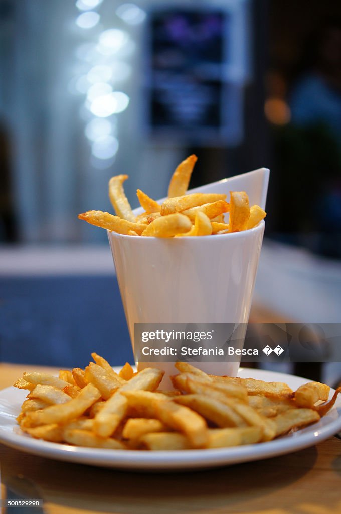 French fries in ceramic cone