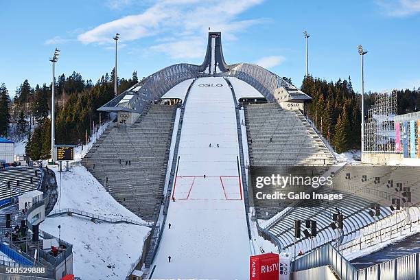 Ski jump hill during the FIS Ski Jumping World Cup Ladies' HS134 on February 4, 2016 in Oslo, Norway.