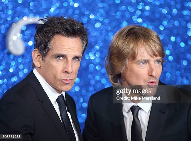 Ben Stiller and Owen Wilson attend a London Fan Screening of the Paramount Pictures film "Zoolander No. 2" at Empire Leicester Square on February 4,...