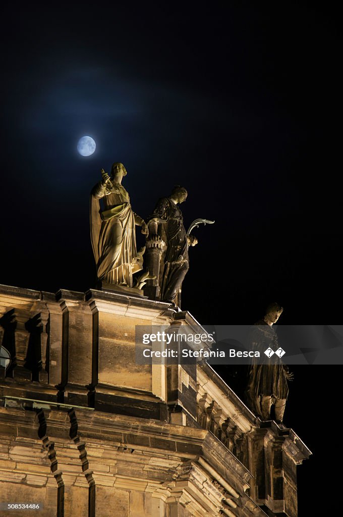 The Dresden Hofkirche Statues and the moon