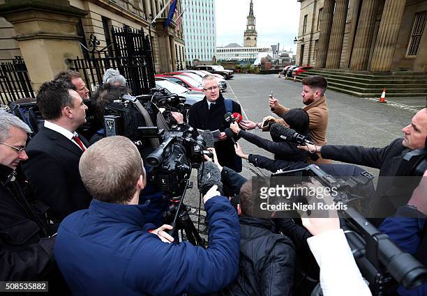 Family spokesman Robin Palmer speaks to the media outside Newcastle Crown Court after the family of PC David Rathband lost the civil court case they...