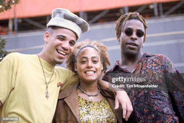 June 23 Members of Fishbone backstage at Shoreline Amphitheater. Event held on June 23, 1993 in Mountain View, California.