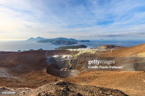 vulcano - grand crater of the pit, aeolian islands - sicily - volcanic terrain stock pictures, royalty-free photos & images