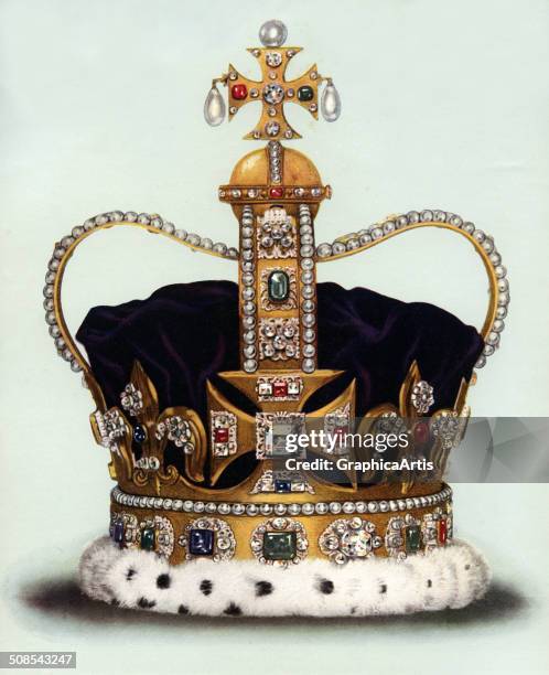 An illustration of St. Edwards Crown from the Crown Jewels, 1919.