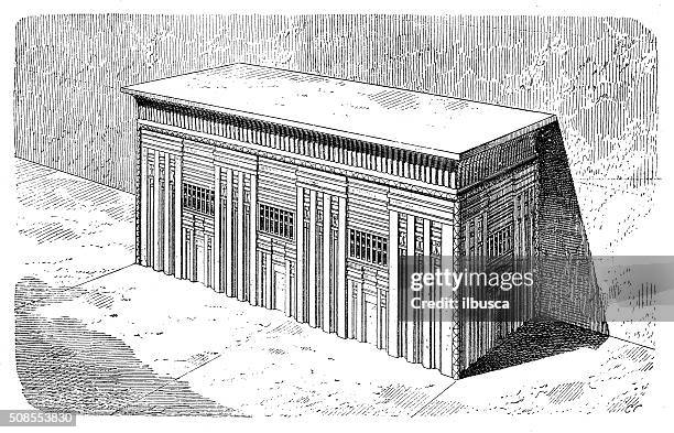 antike abbildung eines sarkophag von mykerinos-pyramide - basalt stock-grafiken, -clipart, -cartoons und -symbole