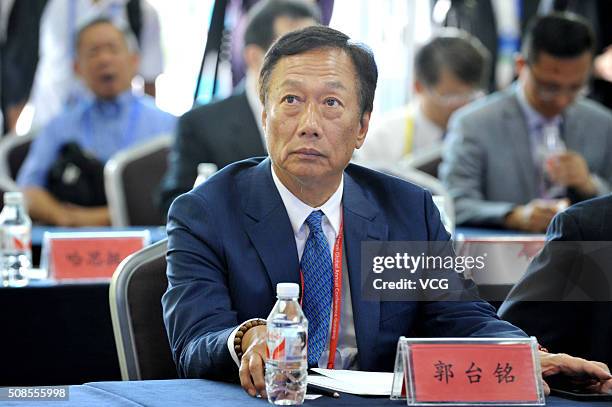 Of Foxconn Guo Taiming attends a conference on July 10, 2014 in Guiyang, Guizhou province of China. CEO of Foxconn Guo Taiming arrived at Foxconn...