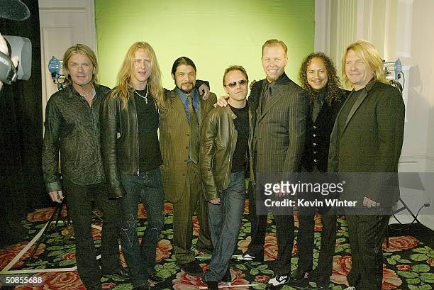 Musicians Billy Duff, Jerry Cantrell, rock band Metallica, with Robert Trujillo, Lars Ulrich, James Hetfield and Kirk Hammett, and producer Bob Rock...