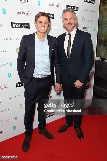 George Lineker and Gary Lineker attends the InStyle EE Rising Star Pre-BAFTA Party at 100 Wardour Street on February 4, 2016 in London, England.