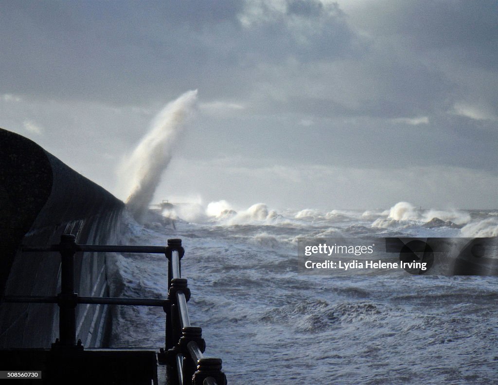Big Splash on the sea wall, New Brighton