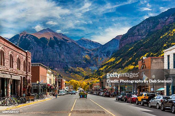 main street telluride colorado - high street stock pictures, royalty-free photos & images