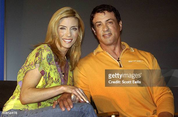 Actor Sylvester Stallone and his wife, Jennifer Flavin, launch a new nutritional product line called "Instone" May 19, 2004 in New York City....
