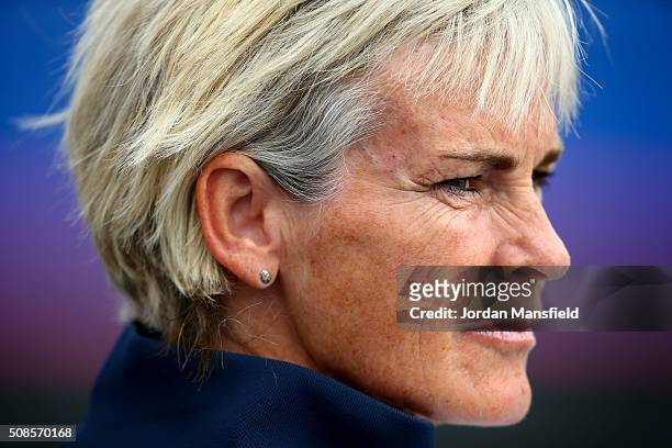 Captain Judy Murray watches on during the tie between Georgia and Great Britain on day three of the Fed Cup Europe/Africa Group One fixture at the...