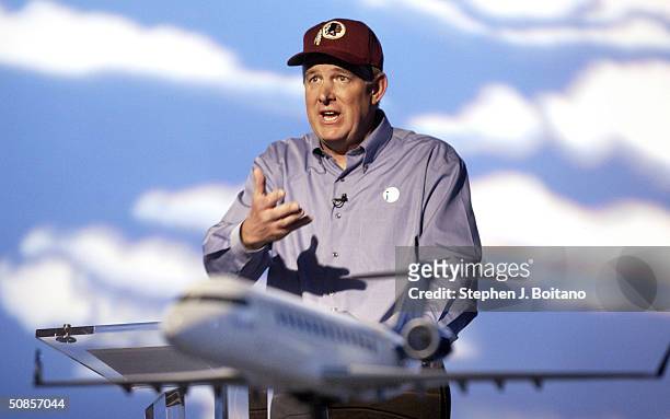 Kerry Skeen, Chairman and CEO of Independence Air, speaks at a news conference about Independence Air's summer 2004 launch May 19, 2004 in...
