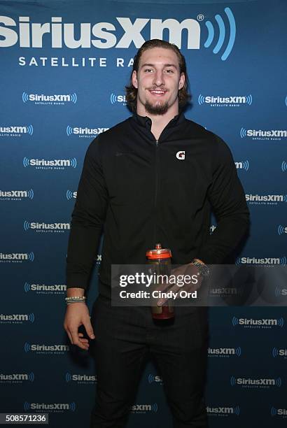 Ohio State University defensive player Joey Bosa visits the SiriusXM set at Super Bowl 50 Radio Row at the Moscone Center on February 5, 2016 in San...