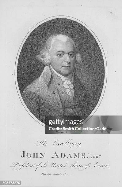 An etching from a portrait of John Adams, 1900. From the New York Public Library. .