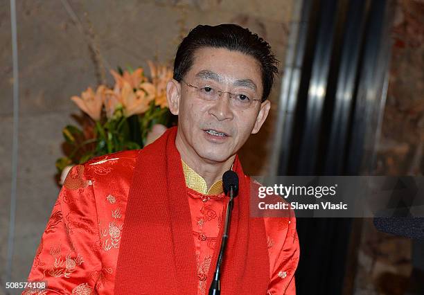 Actor Liu Xiao Ling Tong "The Monkey King" lights The Empire State Building red and gold in honor of the Chinese New Year, the Year of the Monkey at...