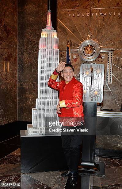 Actor Liu Xiao Ling Tong "The Monkey King" lights The Empire State Building red and gold in honor of the Chinese New Year, the Year of the Monkey at...